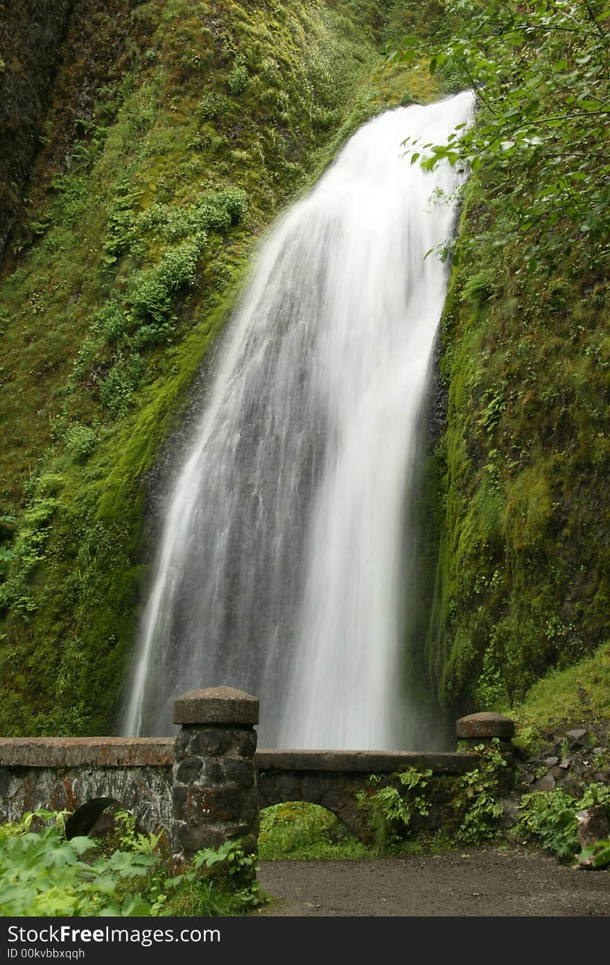 Top of Wahkeenah Falls in the Columbia River Gorge Oregon.