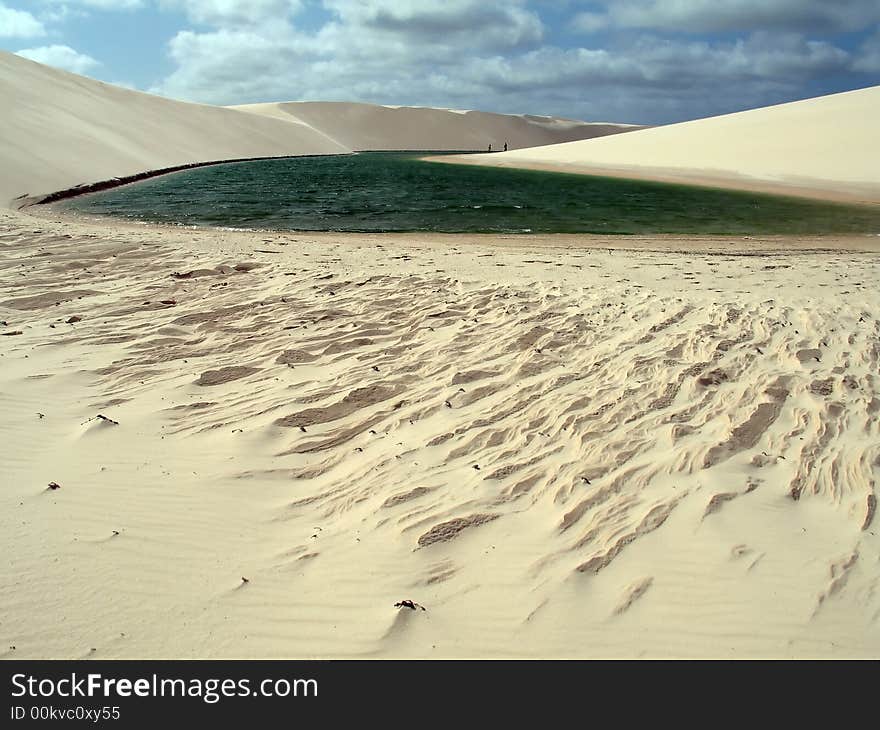 Lake in the dune - National Park of the Lençois Maranhenses - North of Brazil.