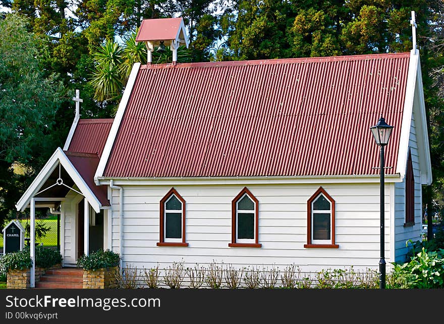 An old historical church with red roof