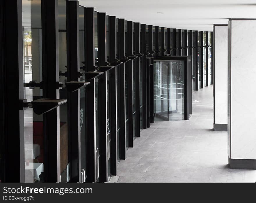 Modern Urban Office Building Entrance In Sydney, Glass Facade, Australia