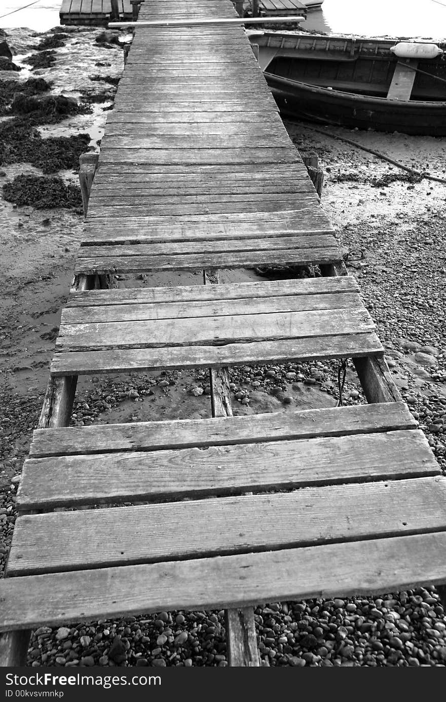 Wooden walkway on the quayside. Wooden walkway on the quayside