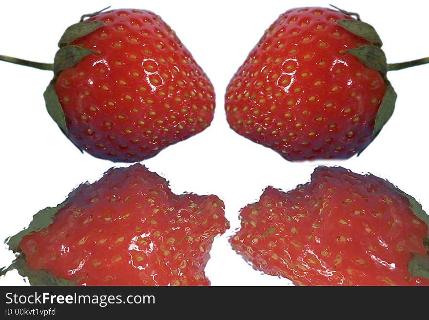 Close-up of fruits of strawberries