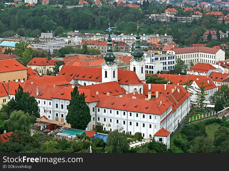 The aerial view of Prague City from Petrin Hill