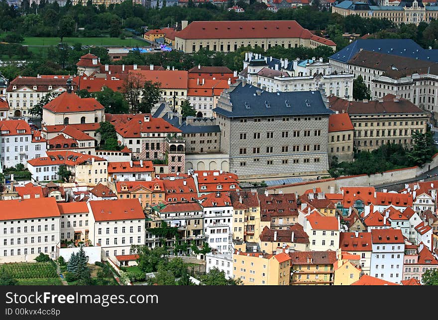 The aerial view of Prague City