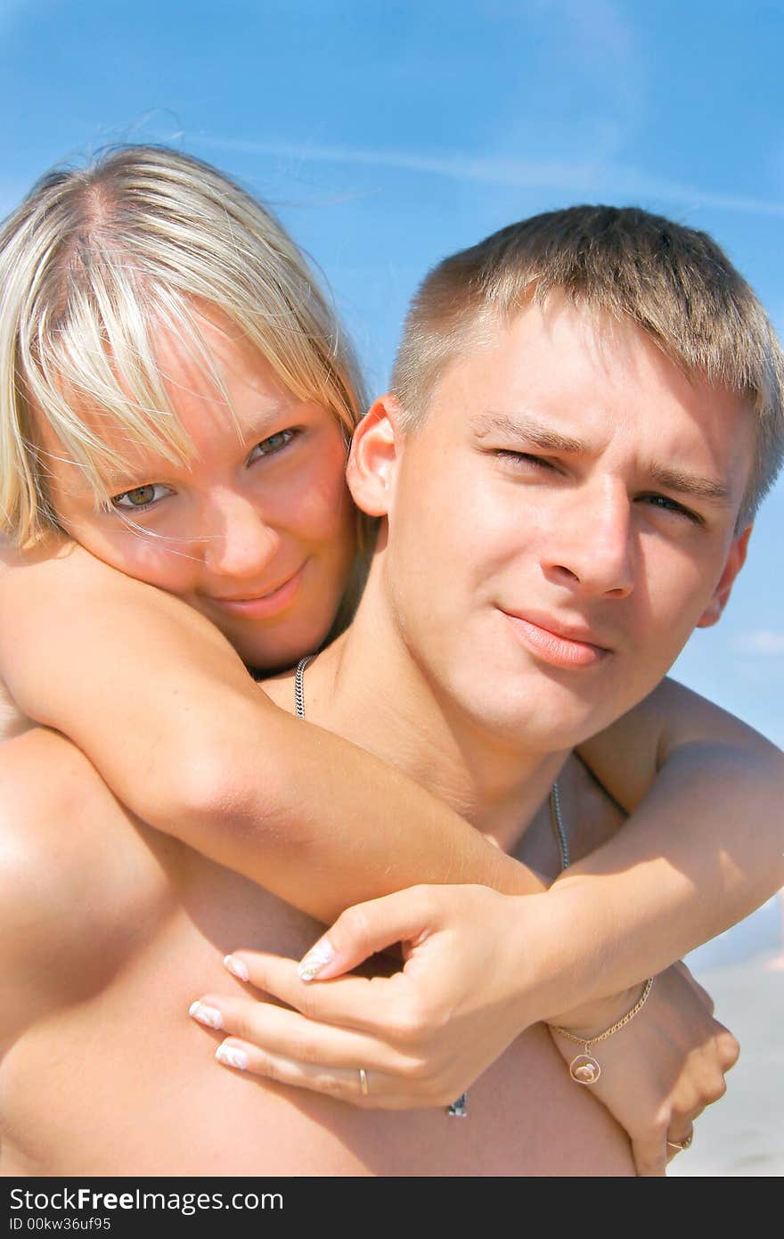 Young couple close up portrait. Young couple close up portrait