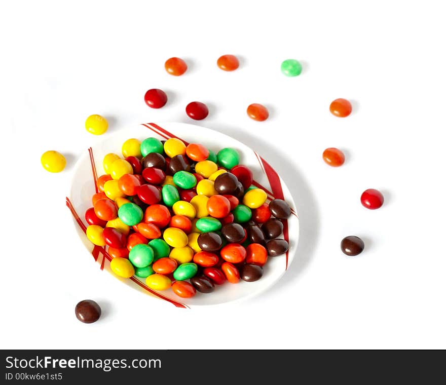 Colorful sweet dragees on white background. Colorful sweet dragees on white background