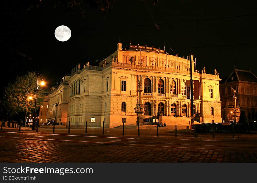 The night view of the rudolfinum in Prague City. The night view of the rudolfinum in Prague City