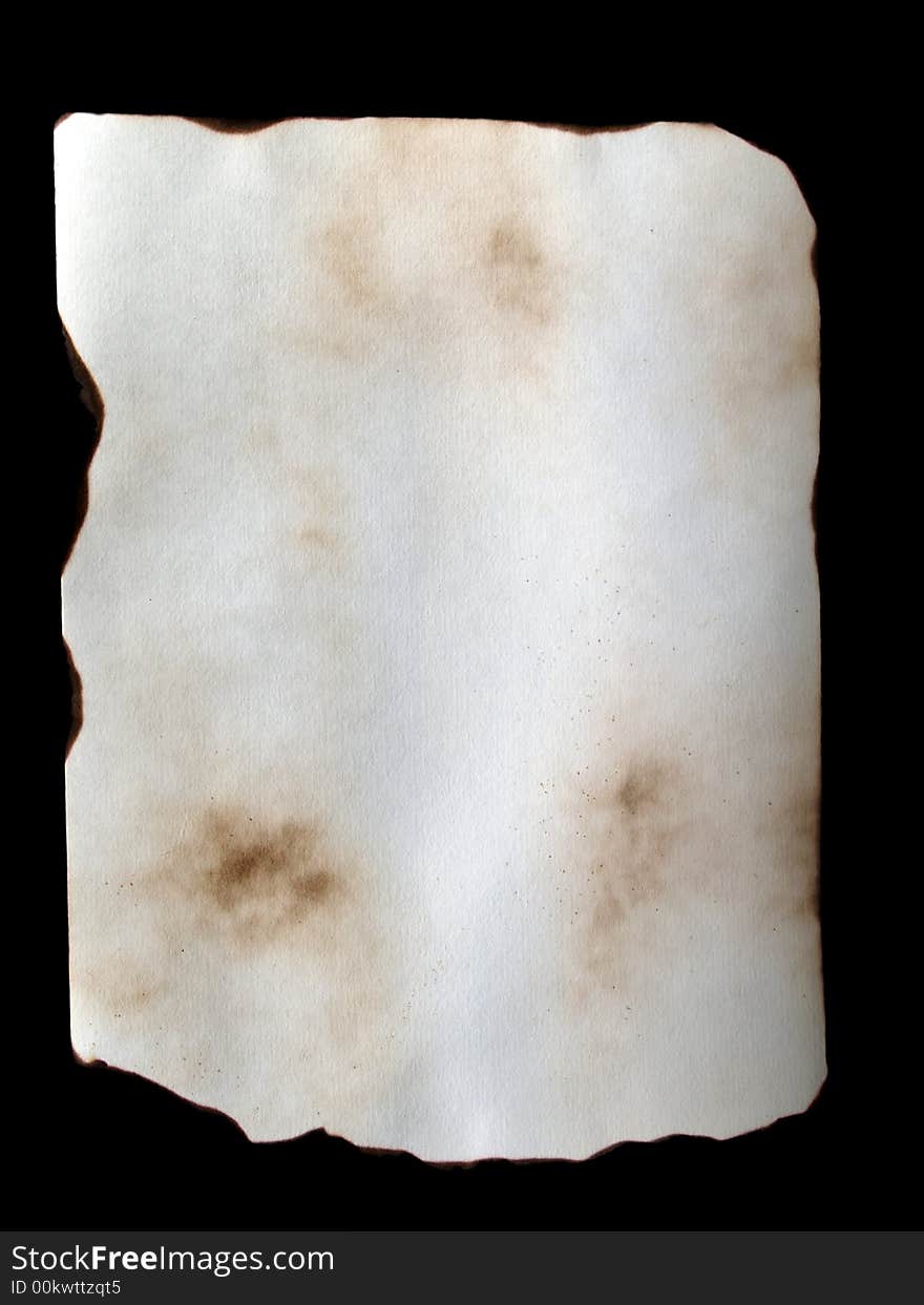 The sheet of old paper with burnt edges