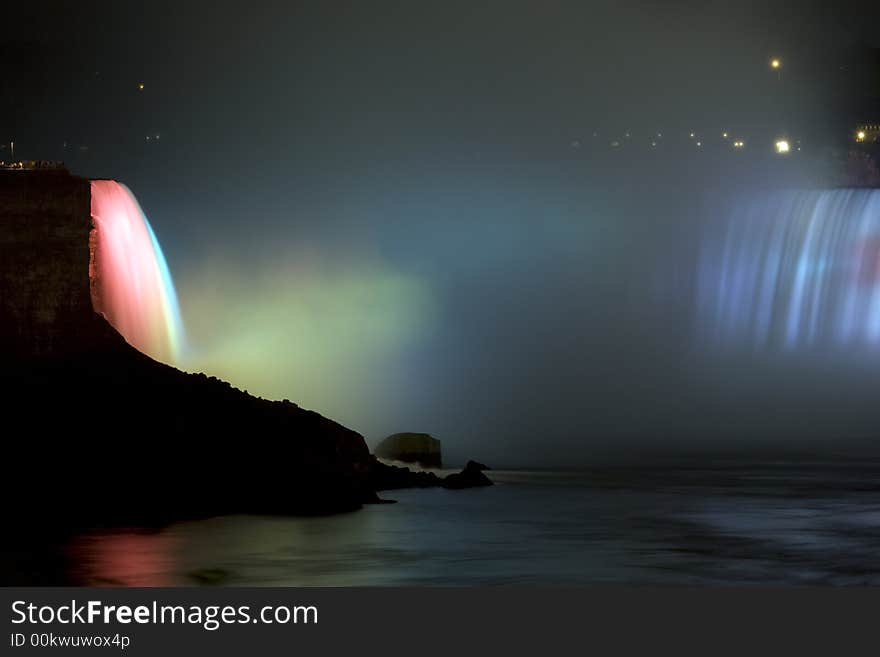 Silhouette of waterfall in niagara fall.