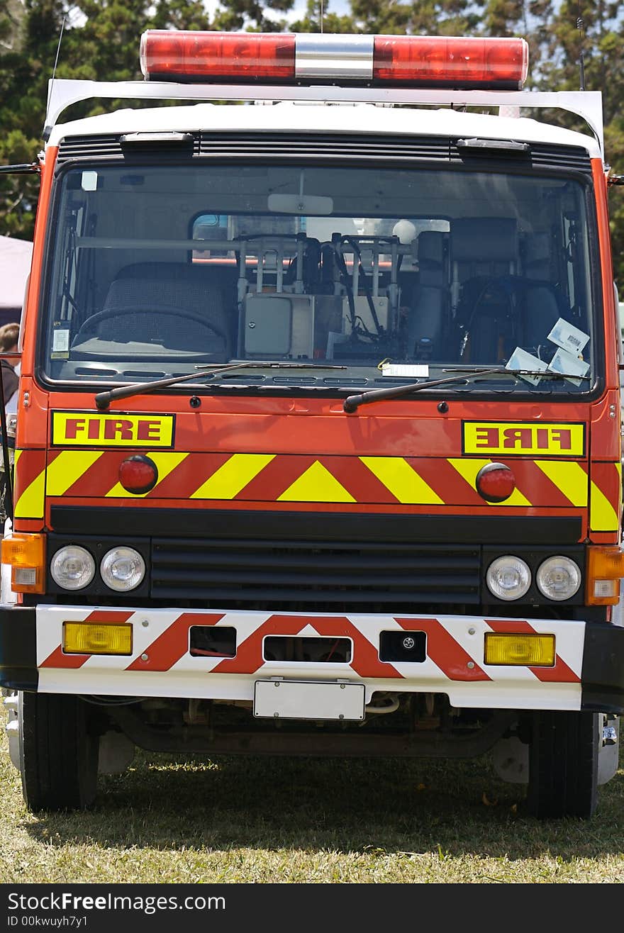 Front on of a fire engine. Front on of a fire engine