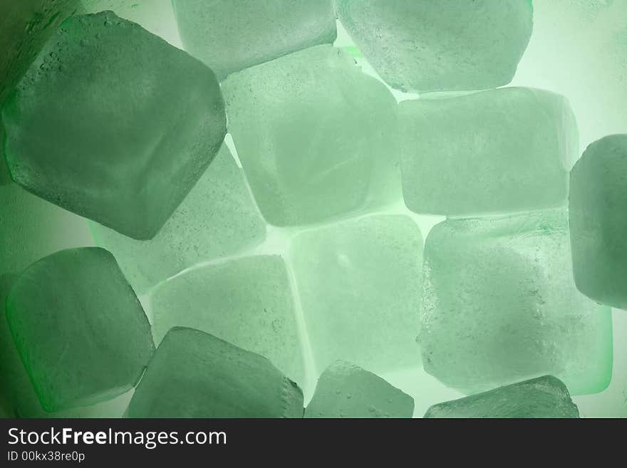 Green ice cubes as background