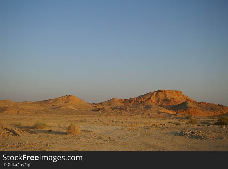 Hiking in Arava desert, Israel, stones and sky