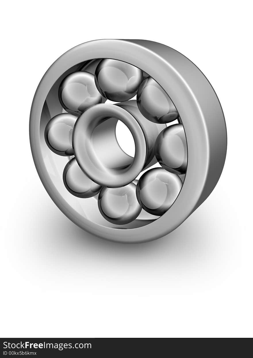 Silver ball bearing on white