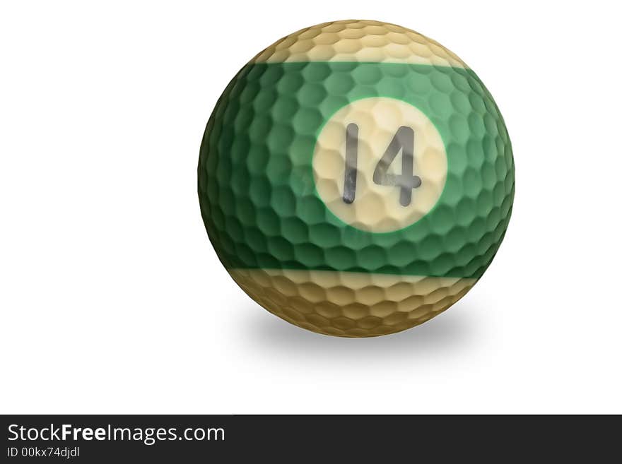 Pool ball 14 with golf ball texture