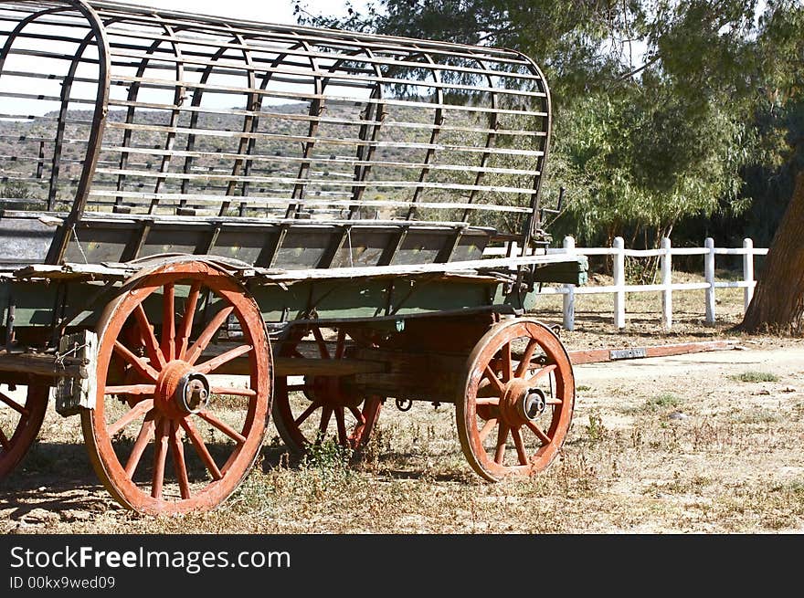 Old ox wagon standing in a yard