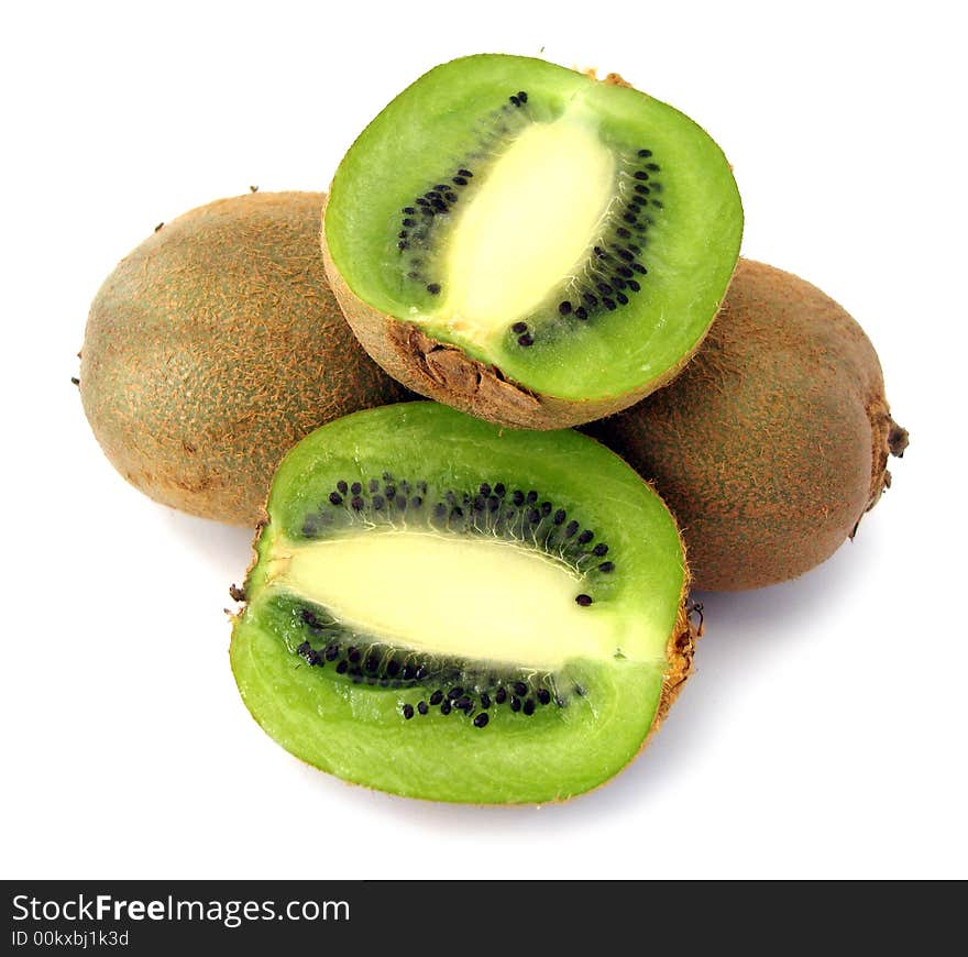 Pieces of kiwi isolated on white background