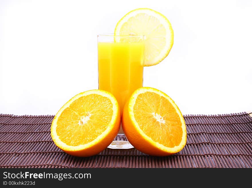 Juice Orange-fruits juice isolated on white