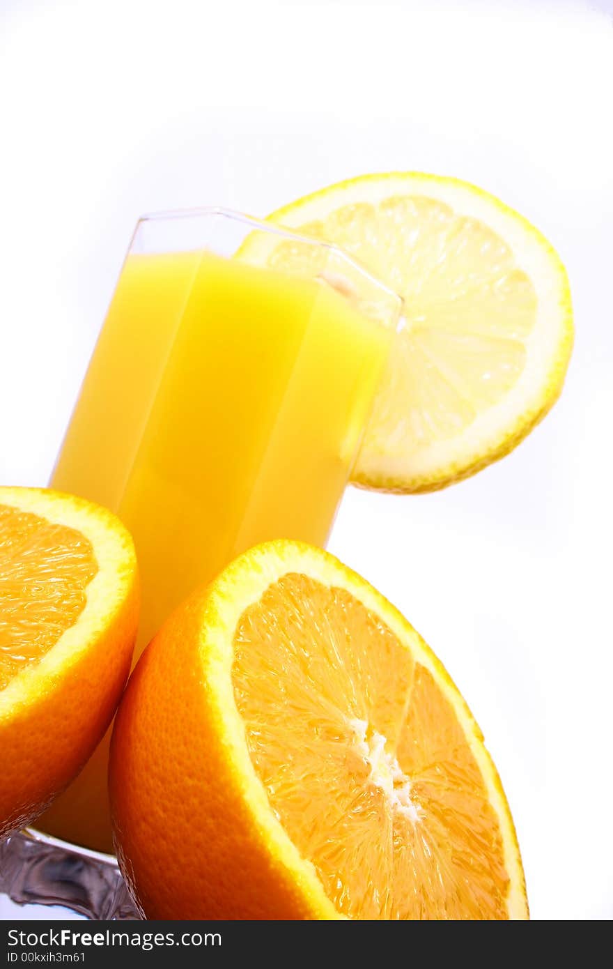 Juice Orange-fruits juice isolated on white