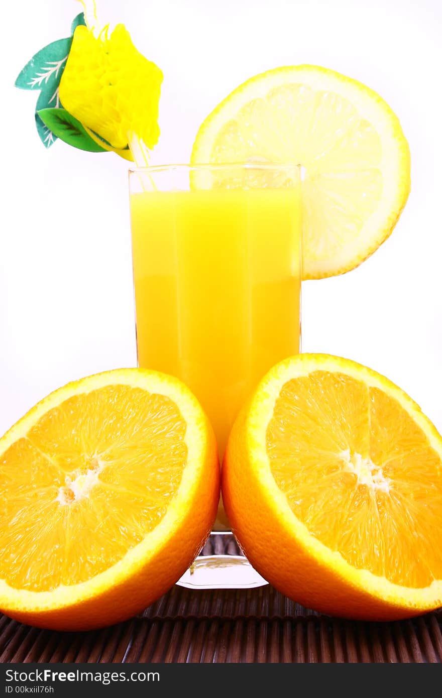 Juice Orange-fruits juice isolated on white