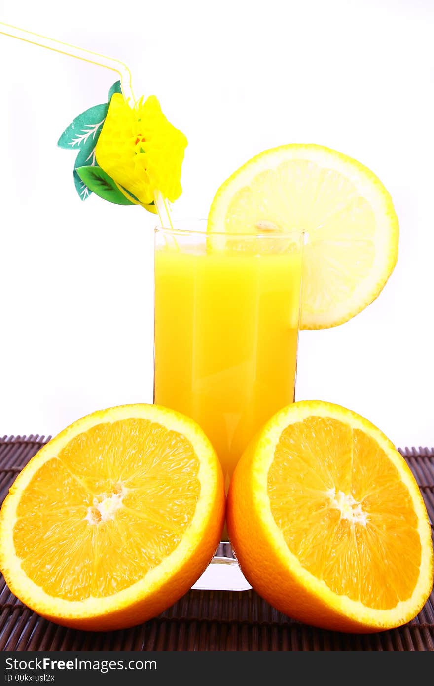 Juice Orange-fruits juice isolated on white