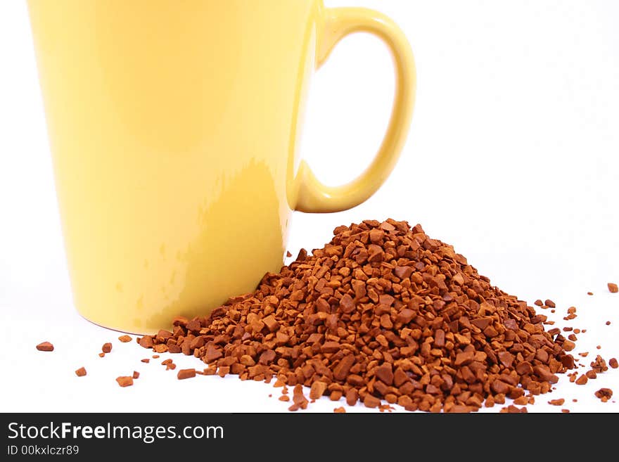 Cup of coffee with coffee grain