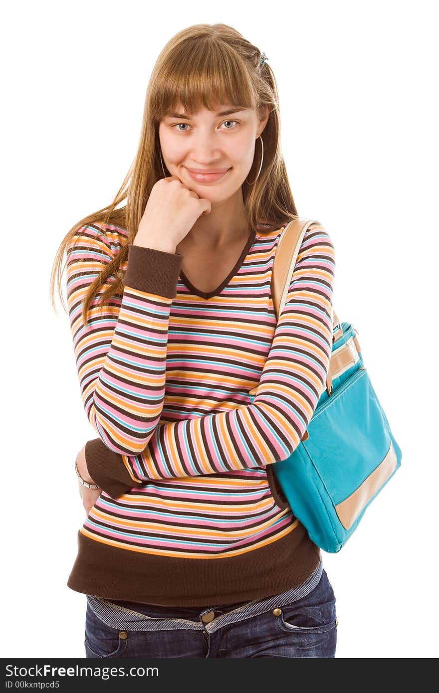 Beauty young woman shopping with bag think