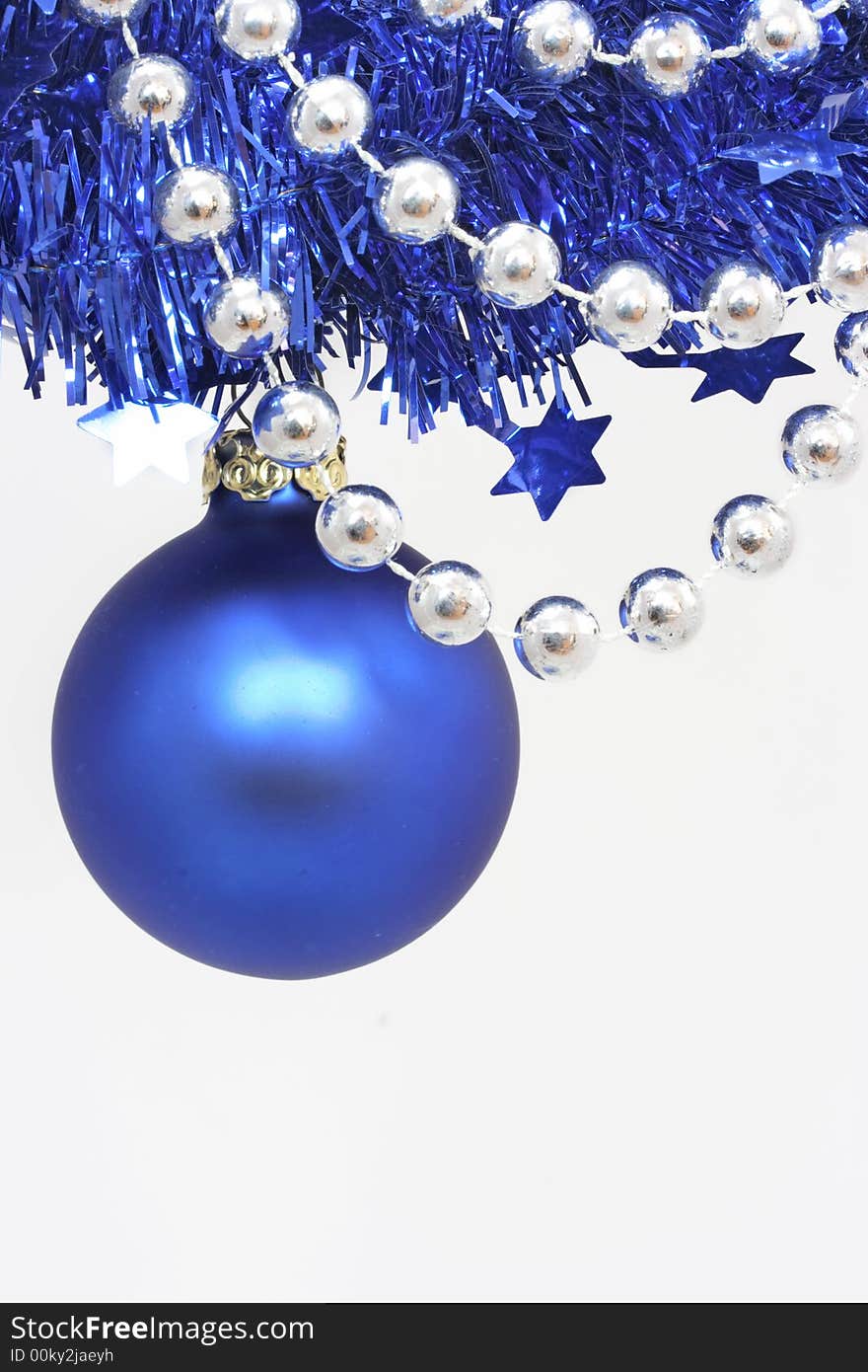 Blue christmas decoration on white background. Blue christmas decoration on white background