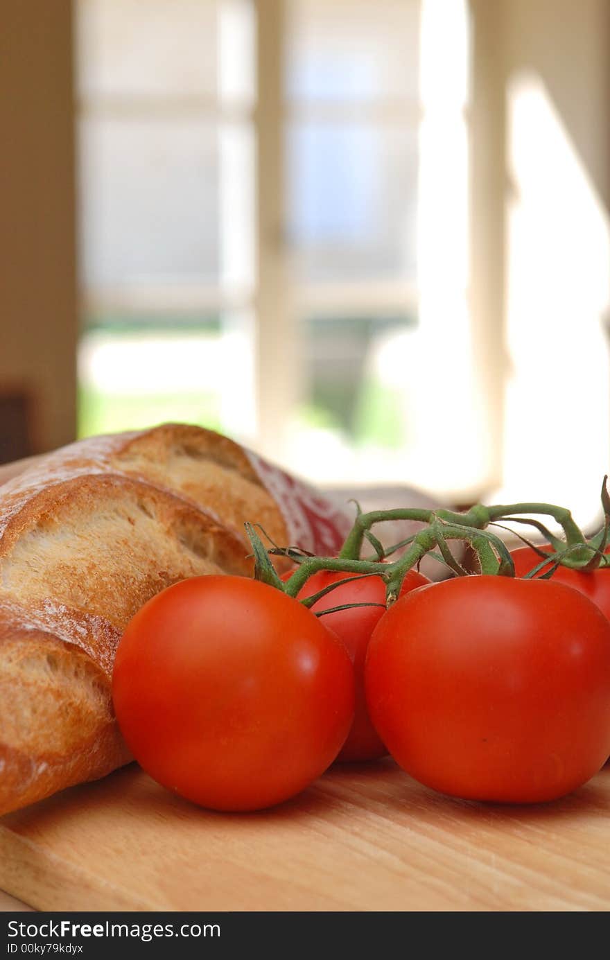 Tomato, bread and window