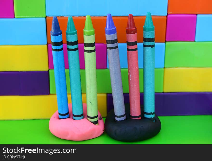 Crayons standing