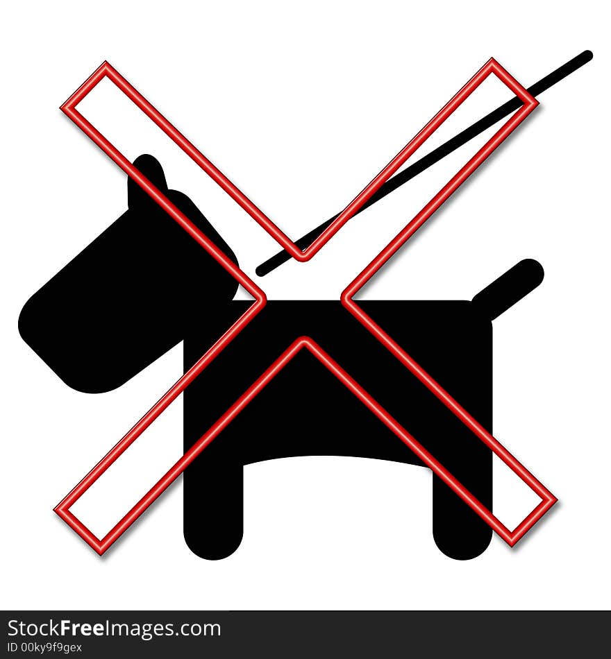 Black dog,red prohibited sign. Black dog,red prohibited sign