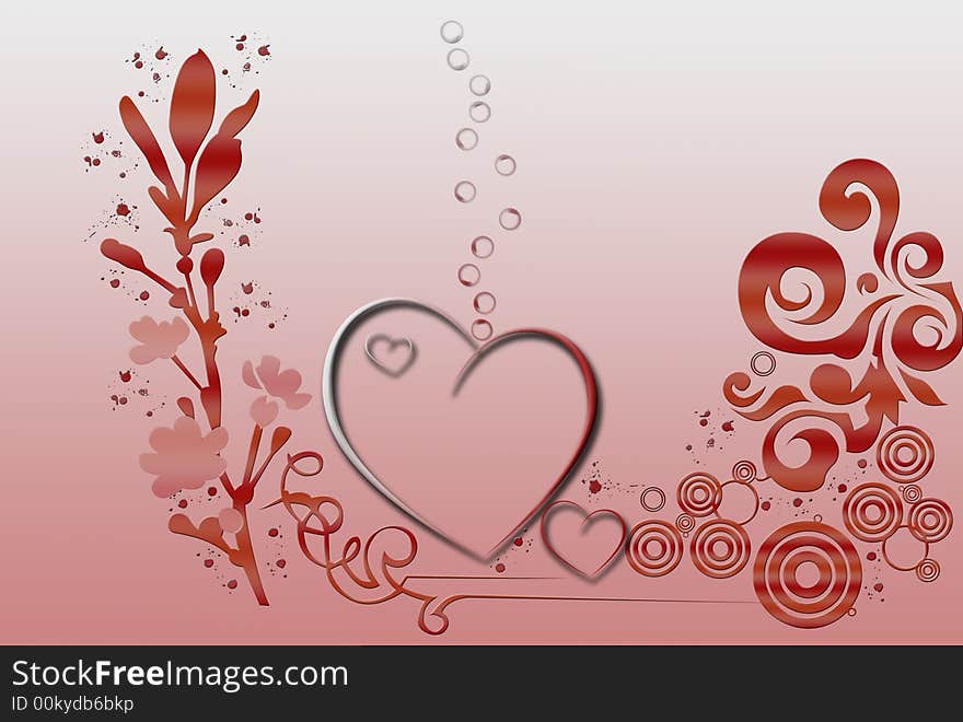 Background illustration of red and purple valentine hearts scattered over gradient background . Background illustration of red and purple valentine hearts scattered over gradient background .