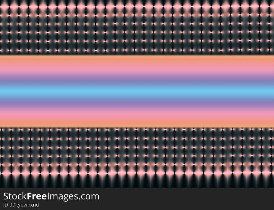 Abstract illustration of coral pink and black mesh on a horizontal axis with a central section of soft blue, lilac and coral pink colors.