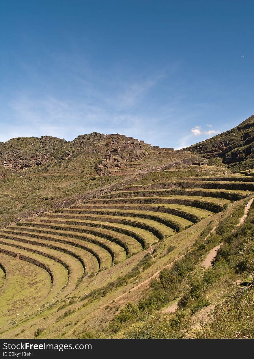 Pisac, Peruvian Terraced Landscape in the Sacred Valley. Pisac, Peruvian Terraced Landscape in the Sacred Valley