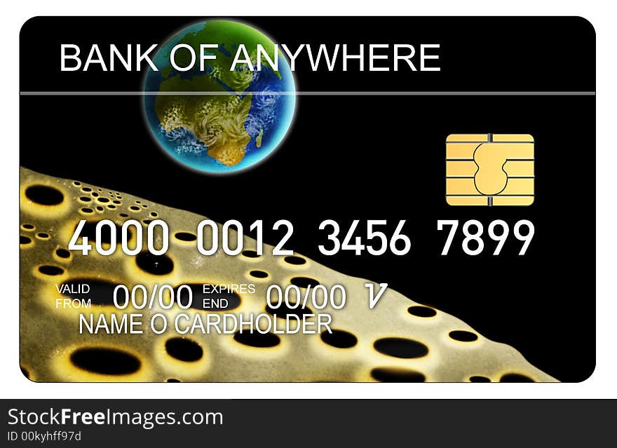 Credit card with earth and moo