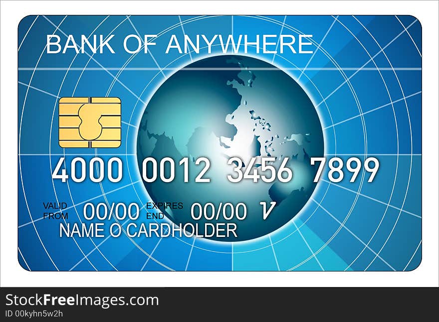 Vector art of a Credit card with globe. Vector art of a Credit card with globe