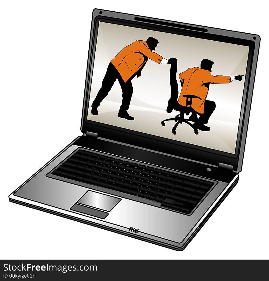 Laptop and businessman