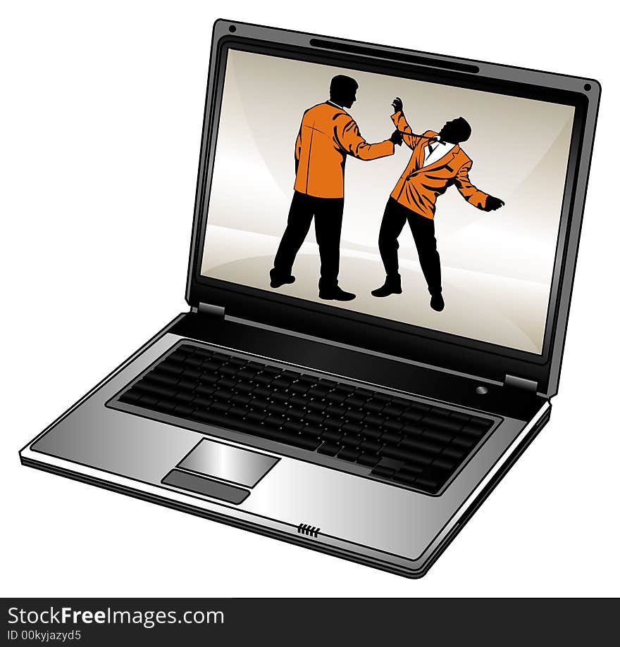 Laptop and businessman