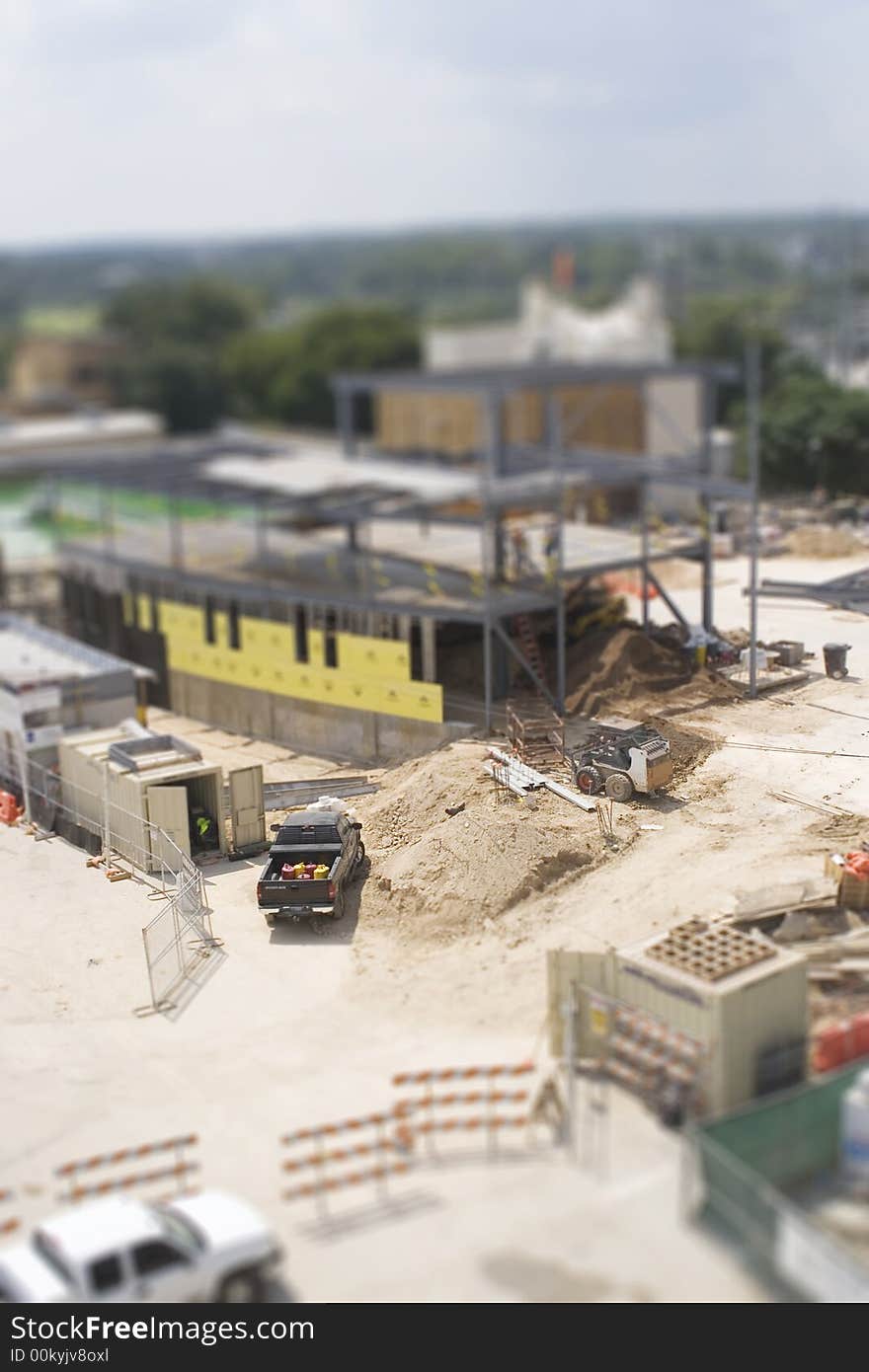 Construction site with tilt shift lens. Construction site with tilt shift lens