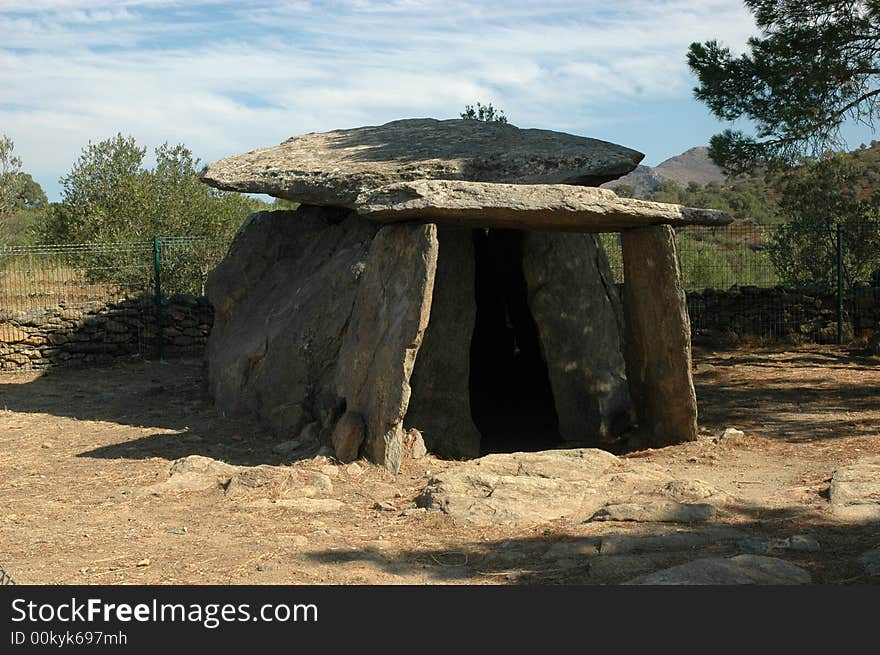Ancient dolmen of megalithic age in Roses Spain