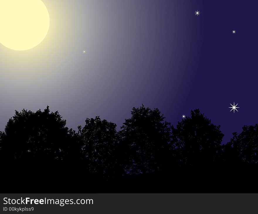 Beautiful night background. High-detailed forest. Beautiful night background. High-detailed forest.