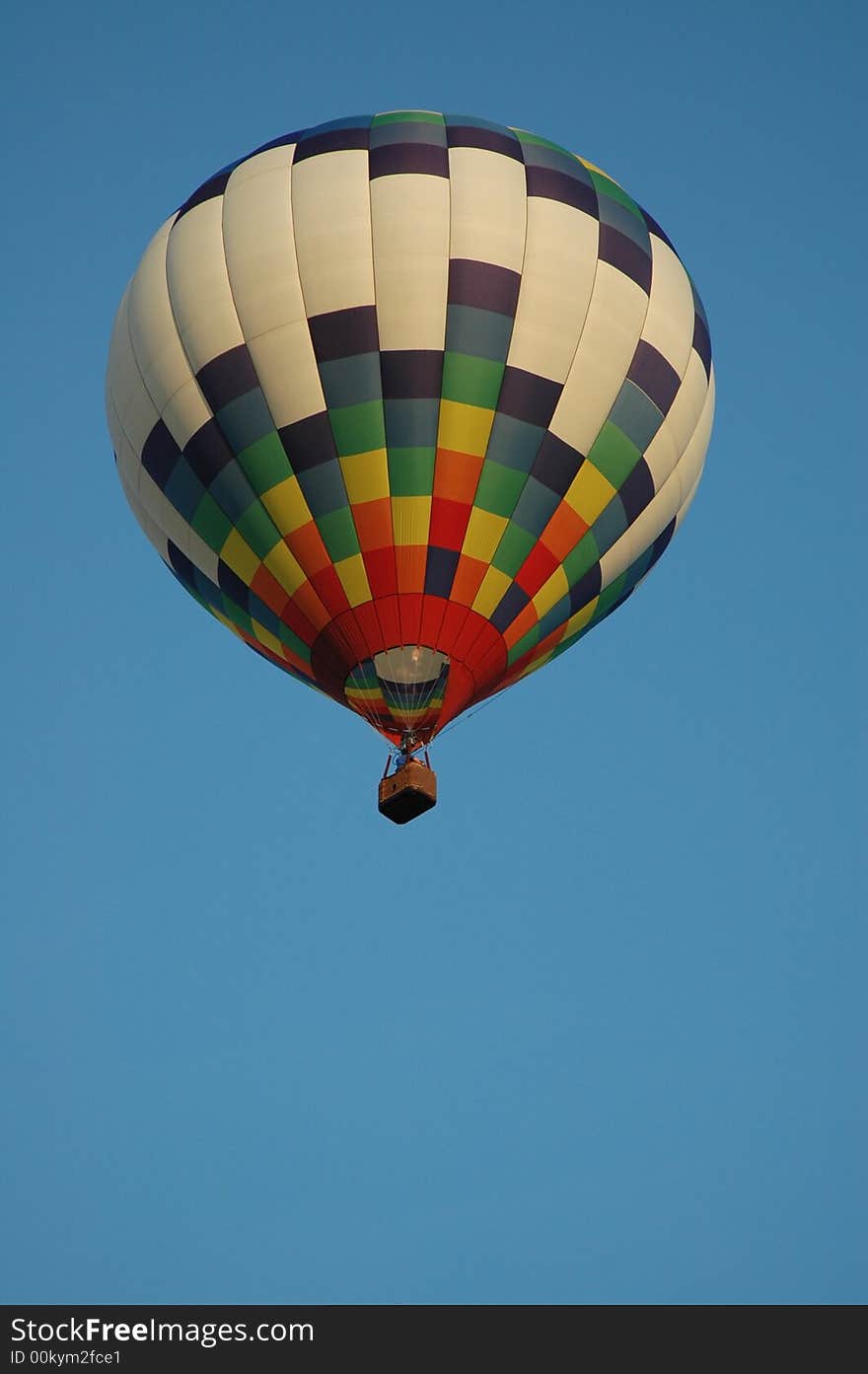 Checked hot air balloon with basket