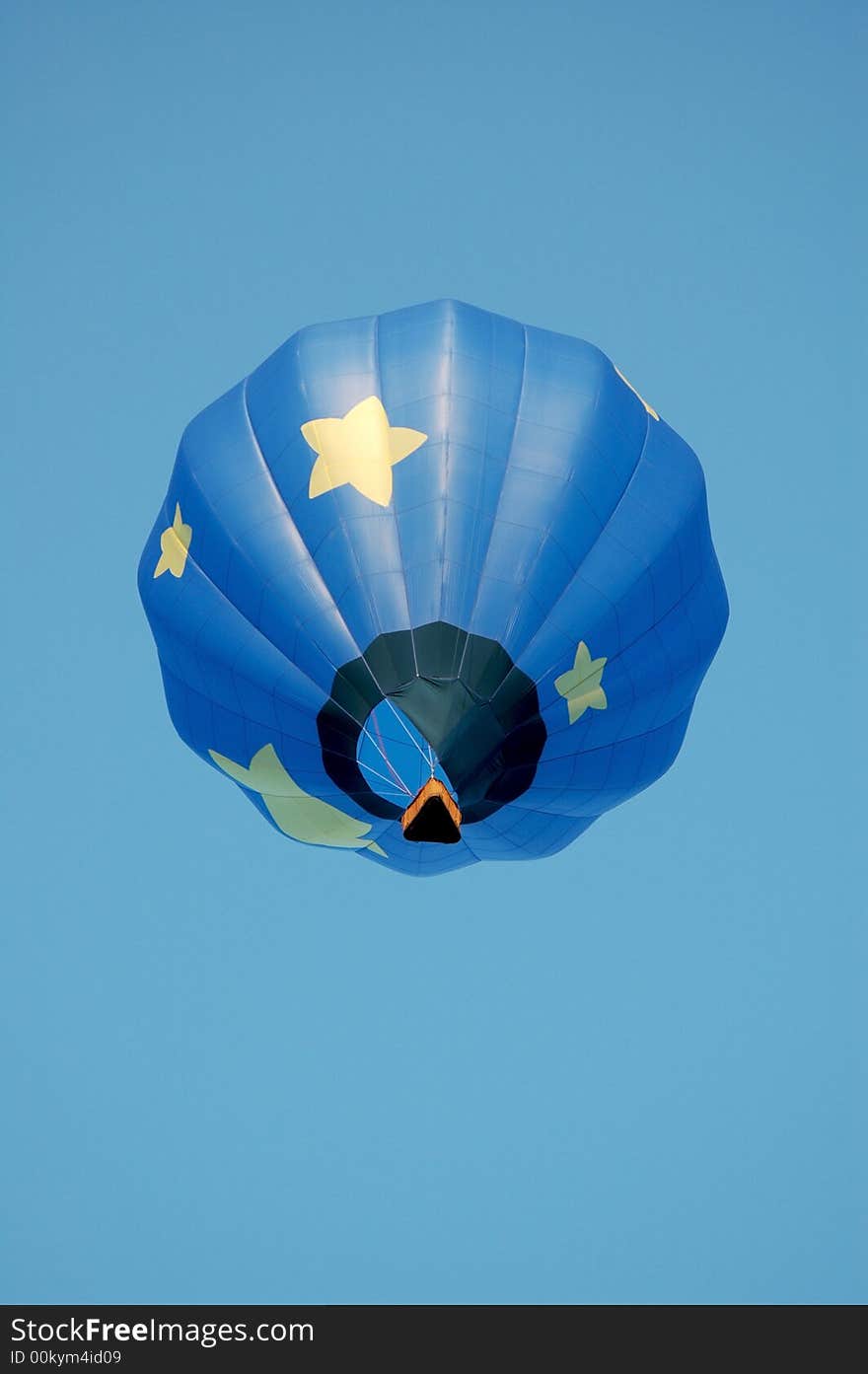 Floating blue hot air balloon with stars. Floating blue hot air balloon with stars