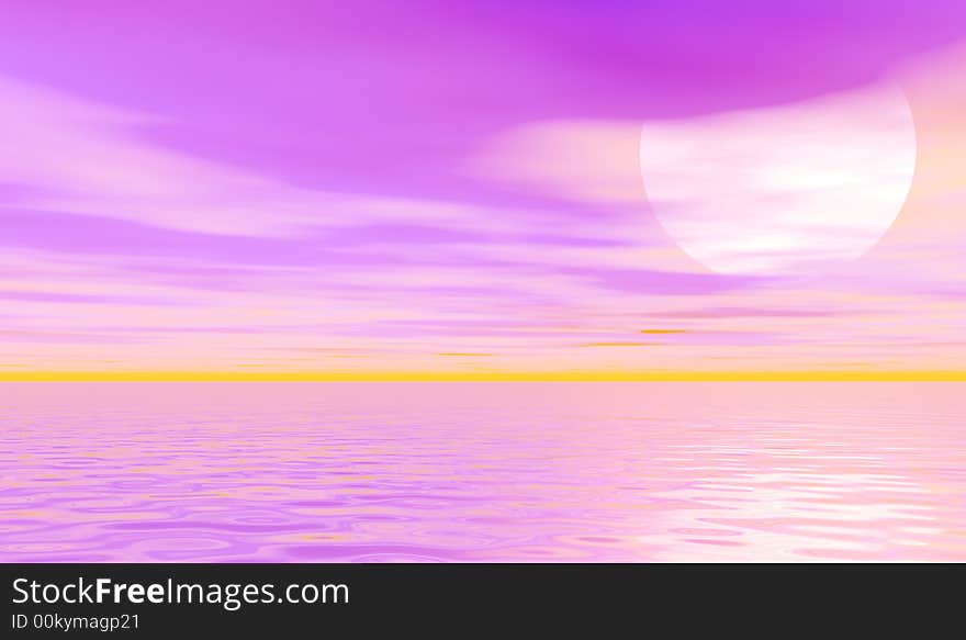 Unusual sunset over a sea