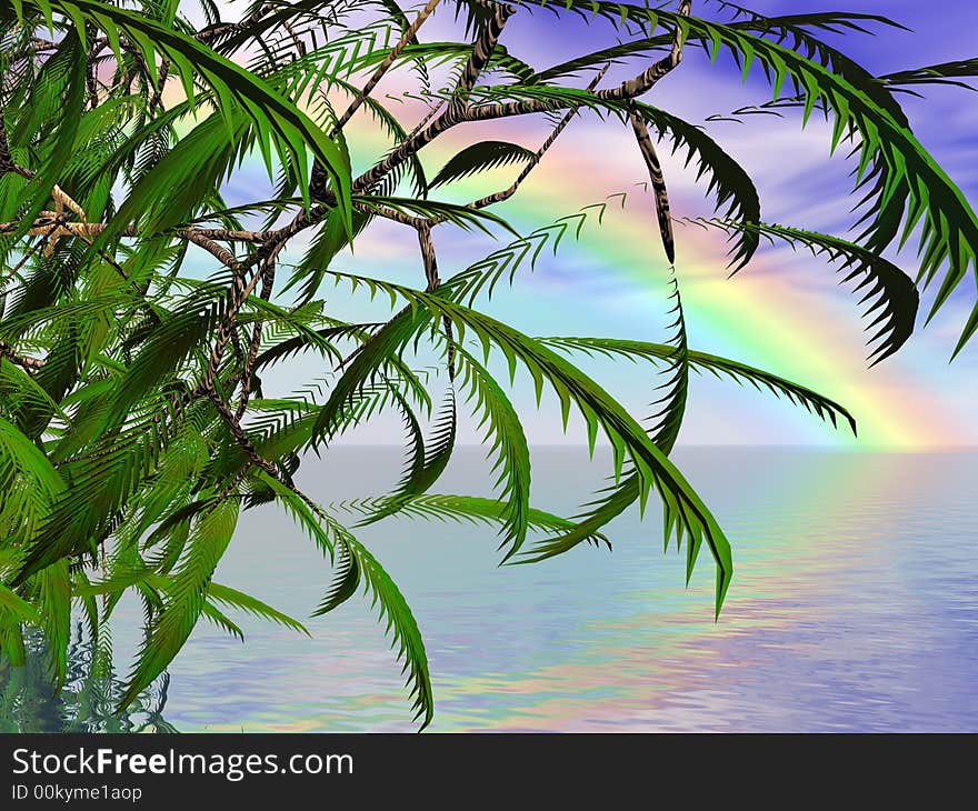 Beautiful rainbow over the sea