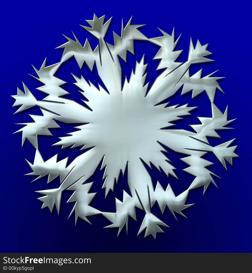 Silver snowflake illustration over blue background