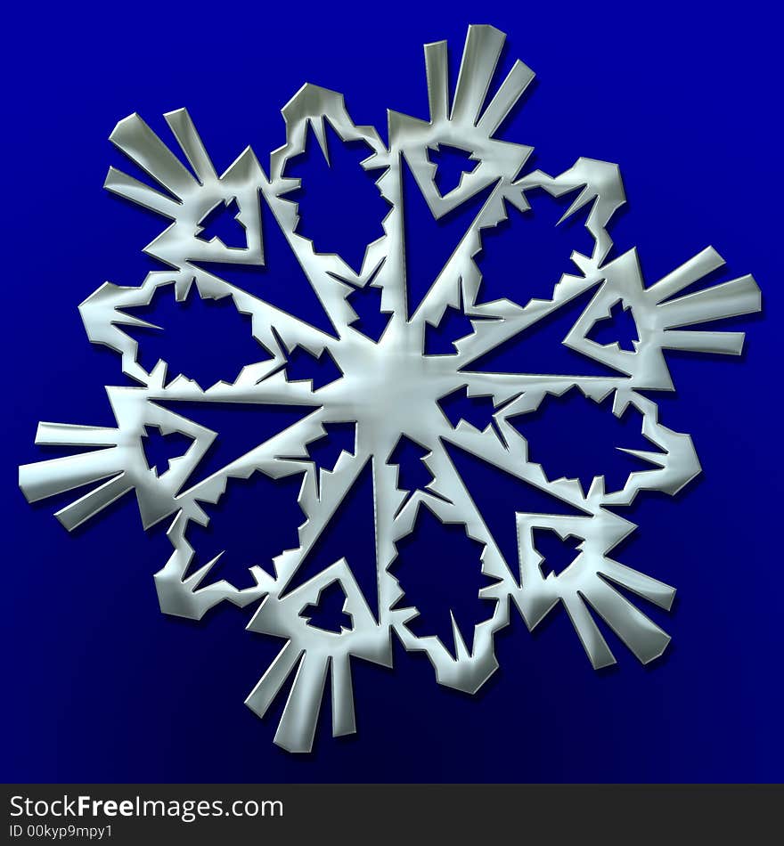 Silver snowflake illustration over blue background