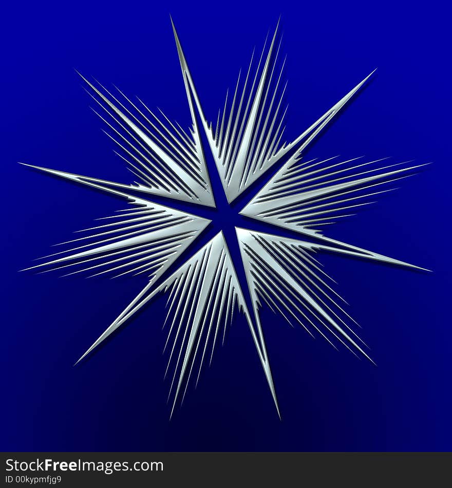 Silver snowflake illustration over blue background