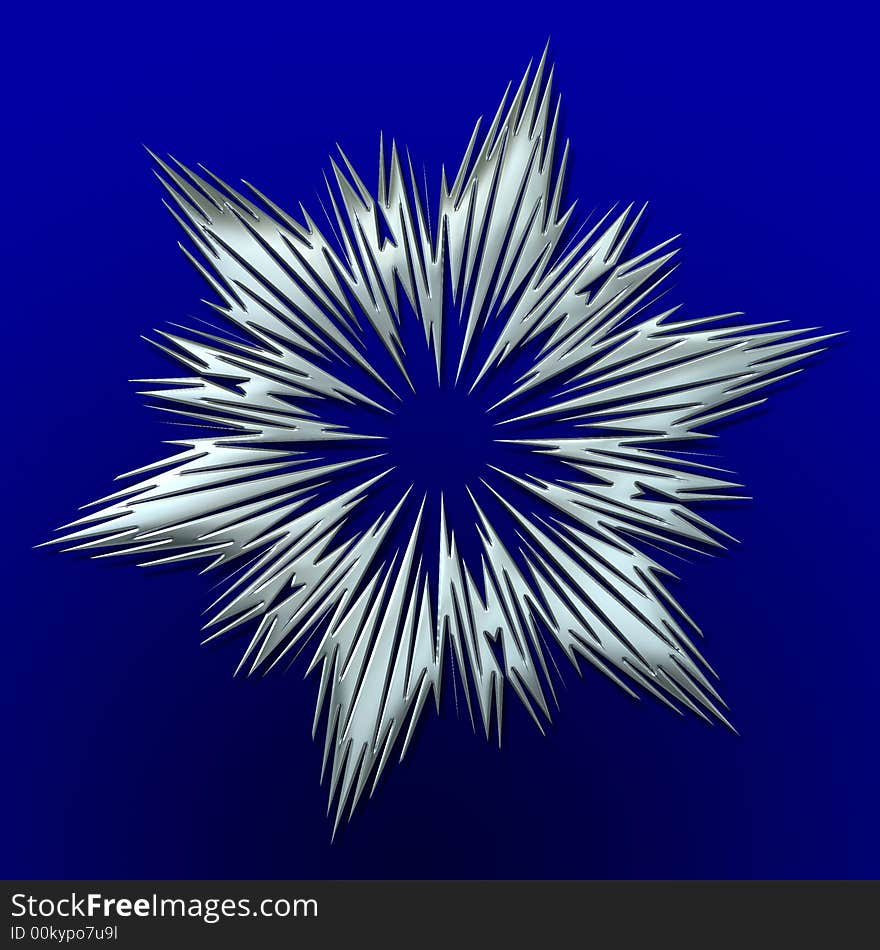 Silver snowflake illustration over blue background