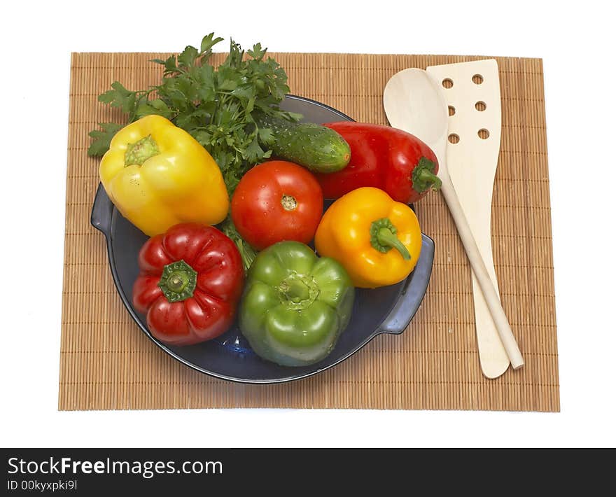 Colorful fresh Vegetables on a plate. Colorful fresh Vegetables on a plate