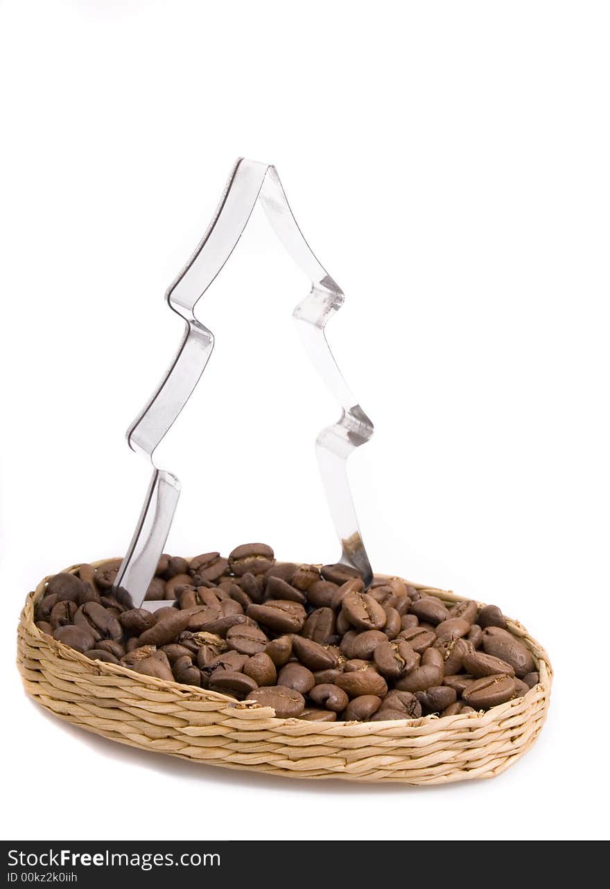 Christmas tree with coffee beans